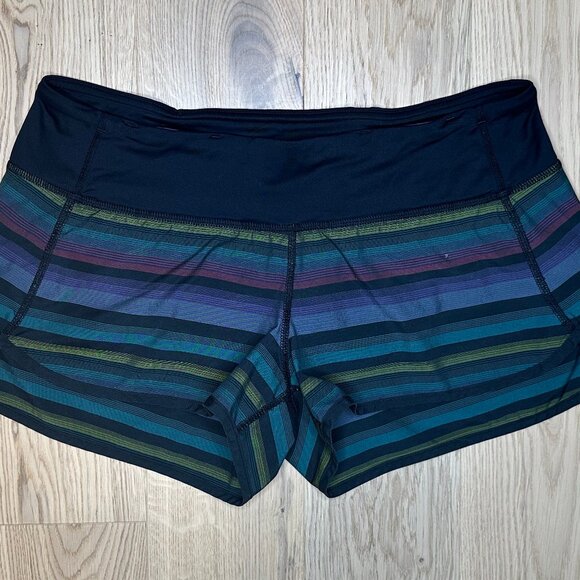 Lululemon Run Speed Short Multicolored Black Stripe Sz6 - Picture 4 of 11